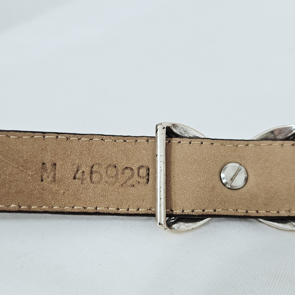 Brighton Rich Brown Leather Belt with Silver Details - Picture 7 of 10